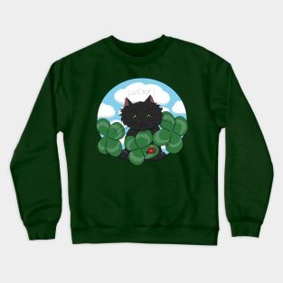 Cute Cat with Four Leaf Clovers Crewneck Sweatshirt